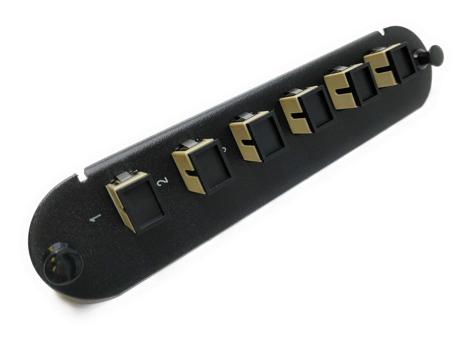 RiteAV - CCH SC/SC (6 Port Simplex w/6 Fiber Connectors) Adapter Panel (Non-LGX) Beige/Black (50/125) for Orange OM2 Multimode