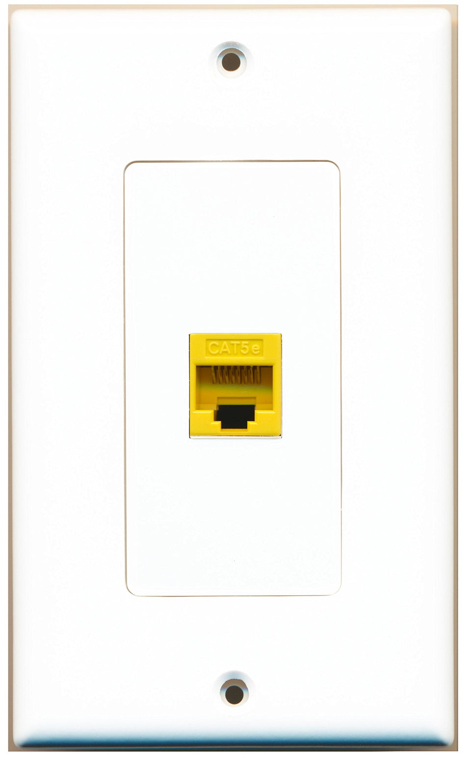 RiteAV 1 Port Cat5e Ethernet Yellow Wall Plate OVERSIZED White