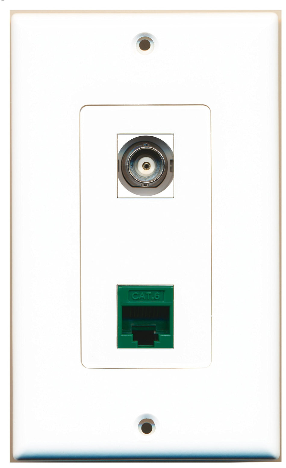 RiteAV 1 Port BNC 1 Port Cat6 Ethernet Green Wall Plate OVERSIZED