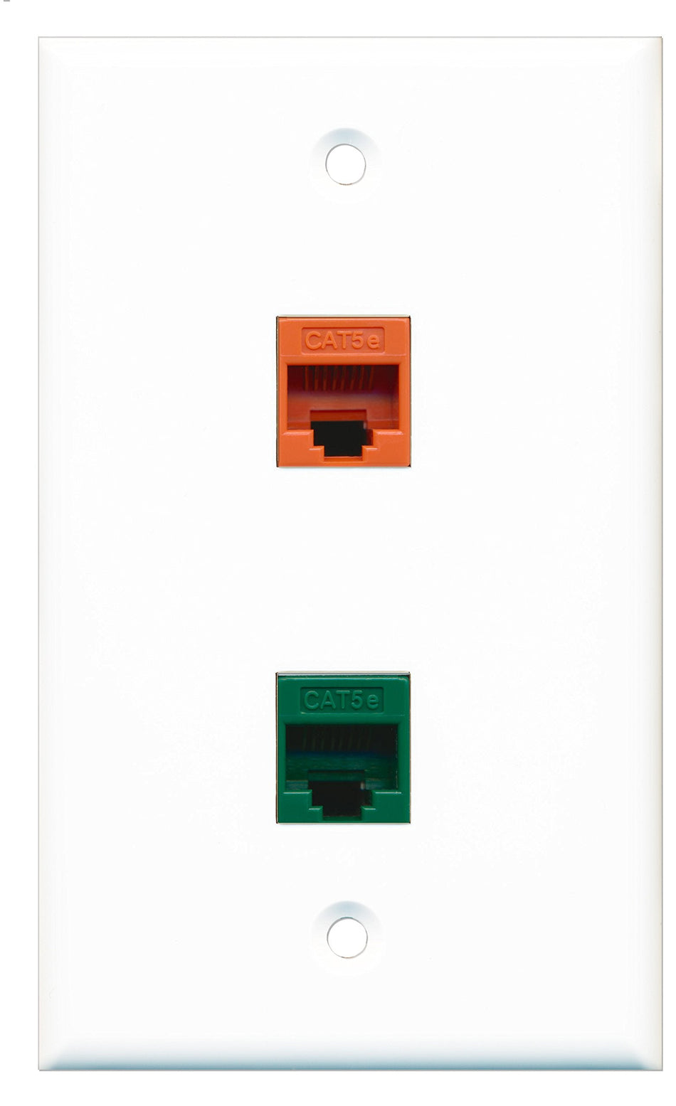 RiteAV - 1 Port Cat5e Ethernet Orange 1 Port Cat5e Ethernet Green Wall Plate - Bracket Included