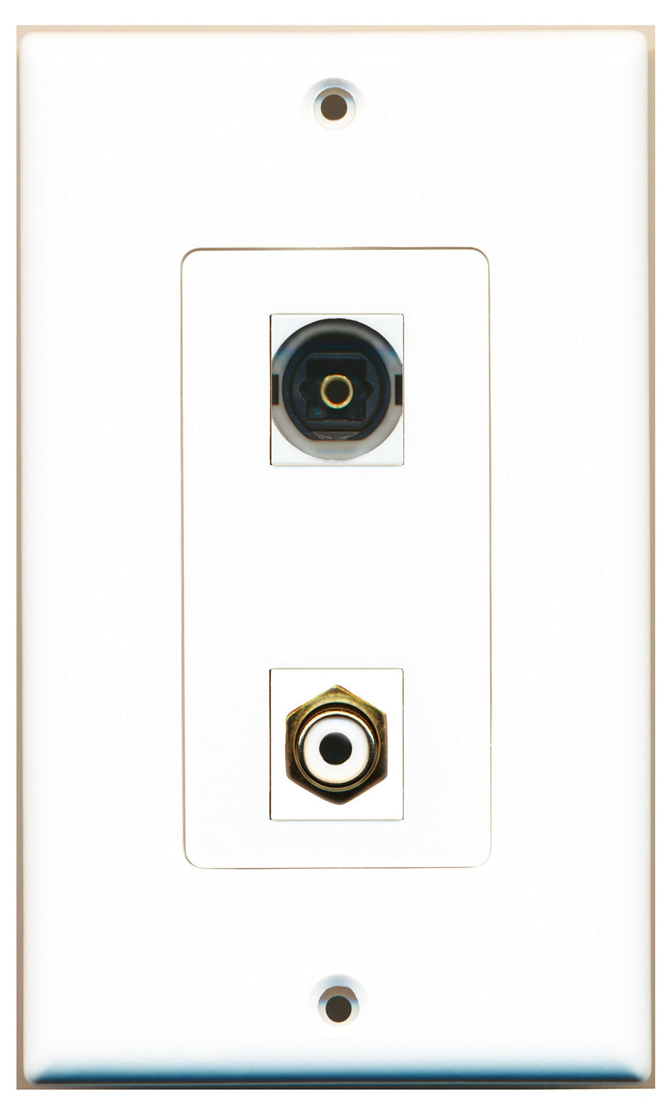 RiteAV 1 Port RCA White 1 Port Toslink Wall Plate OVERSIZED White