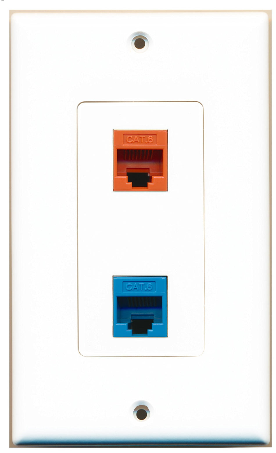RiteAV 1 Port Cat6 Ethernet Orange 1 Port Cat6 Ethernet Blue Wall Plate OVERSIZED