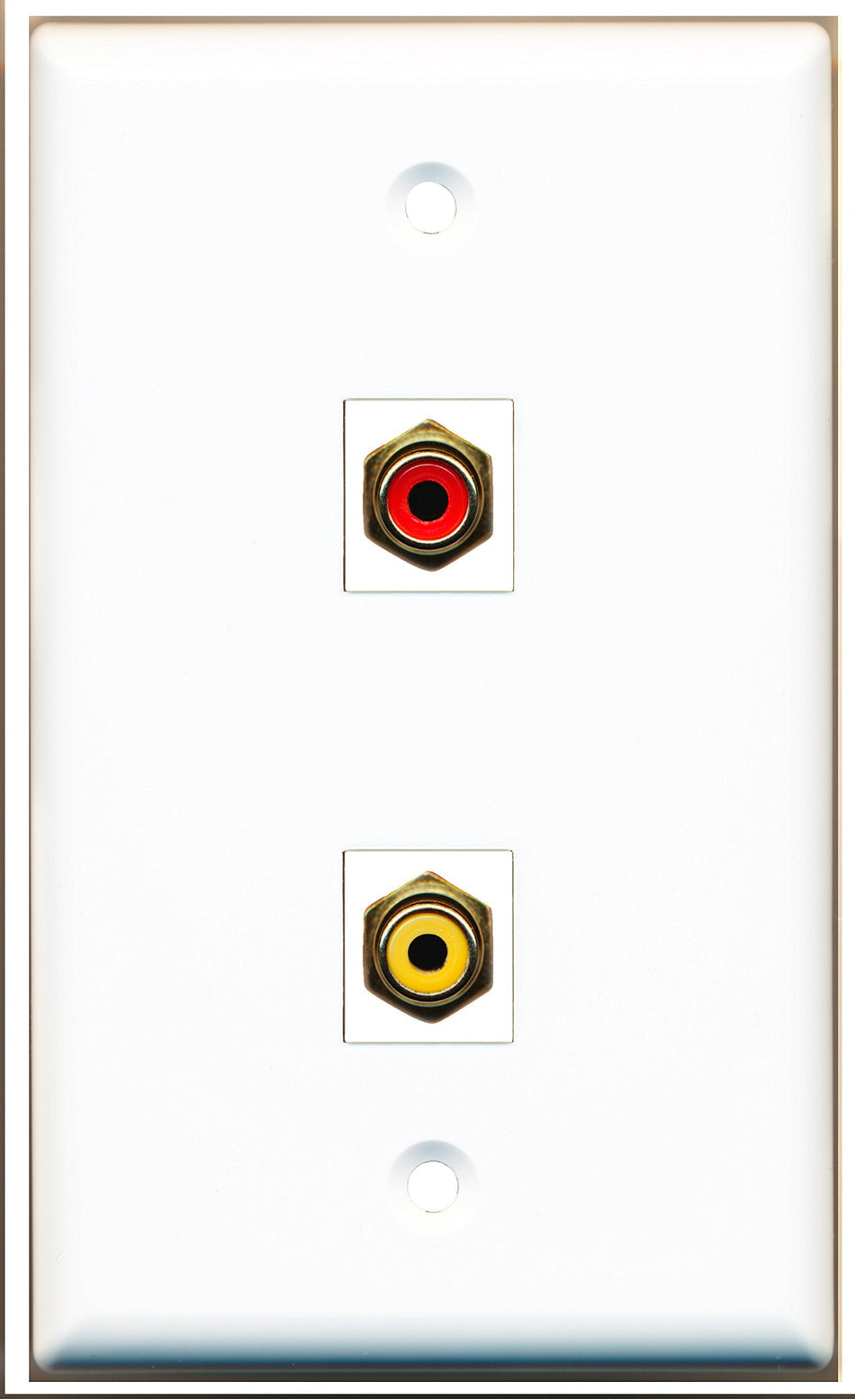 RiteAV - 1 Port RCA Red 1 Port RCA Yellow Wall Plate White - Bracket Included