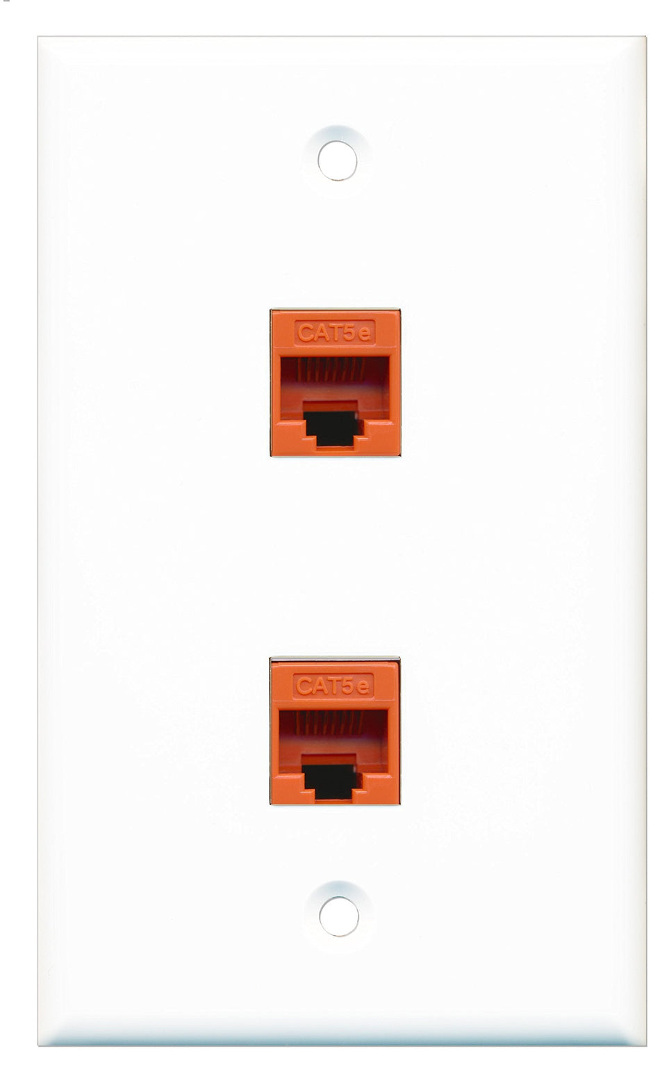 RiteAV - 2 Port Cat5e Ethernet Orange Wall Plate White - Bracket Included