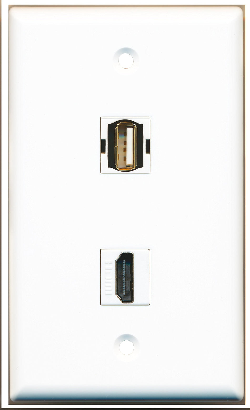 RiteAV - 1 Port HDMI - 1 Port USB A-A Wall Plate White - Bracket Included