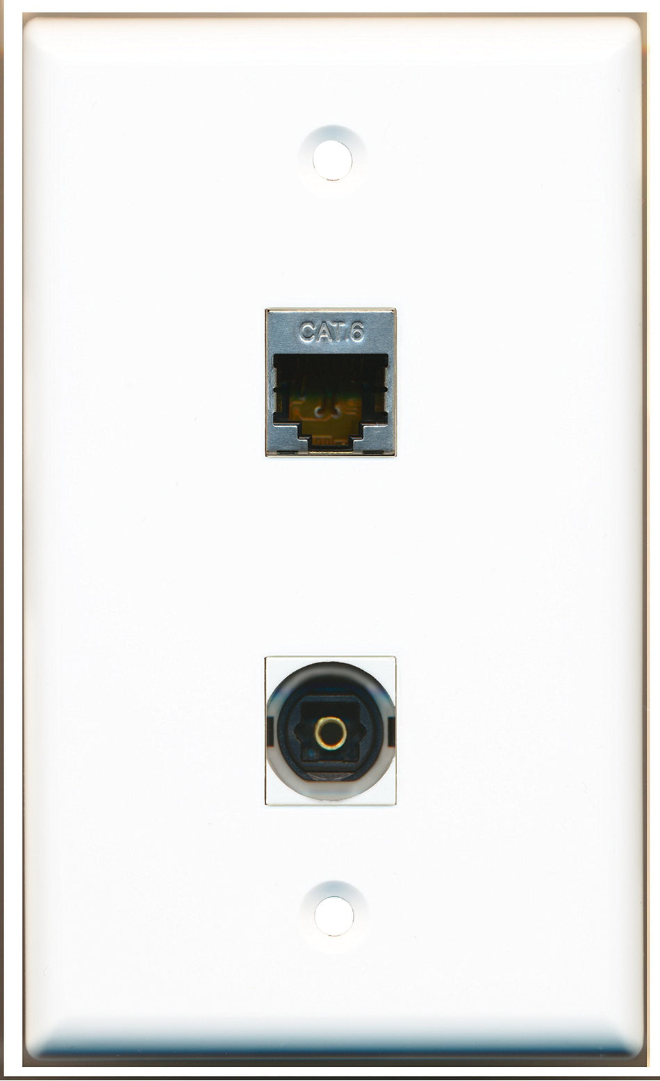 RiteAV - 1 Port Shielded Cat6 1 Port Toslink Wall Plate - Bracket Included