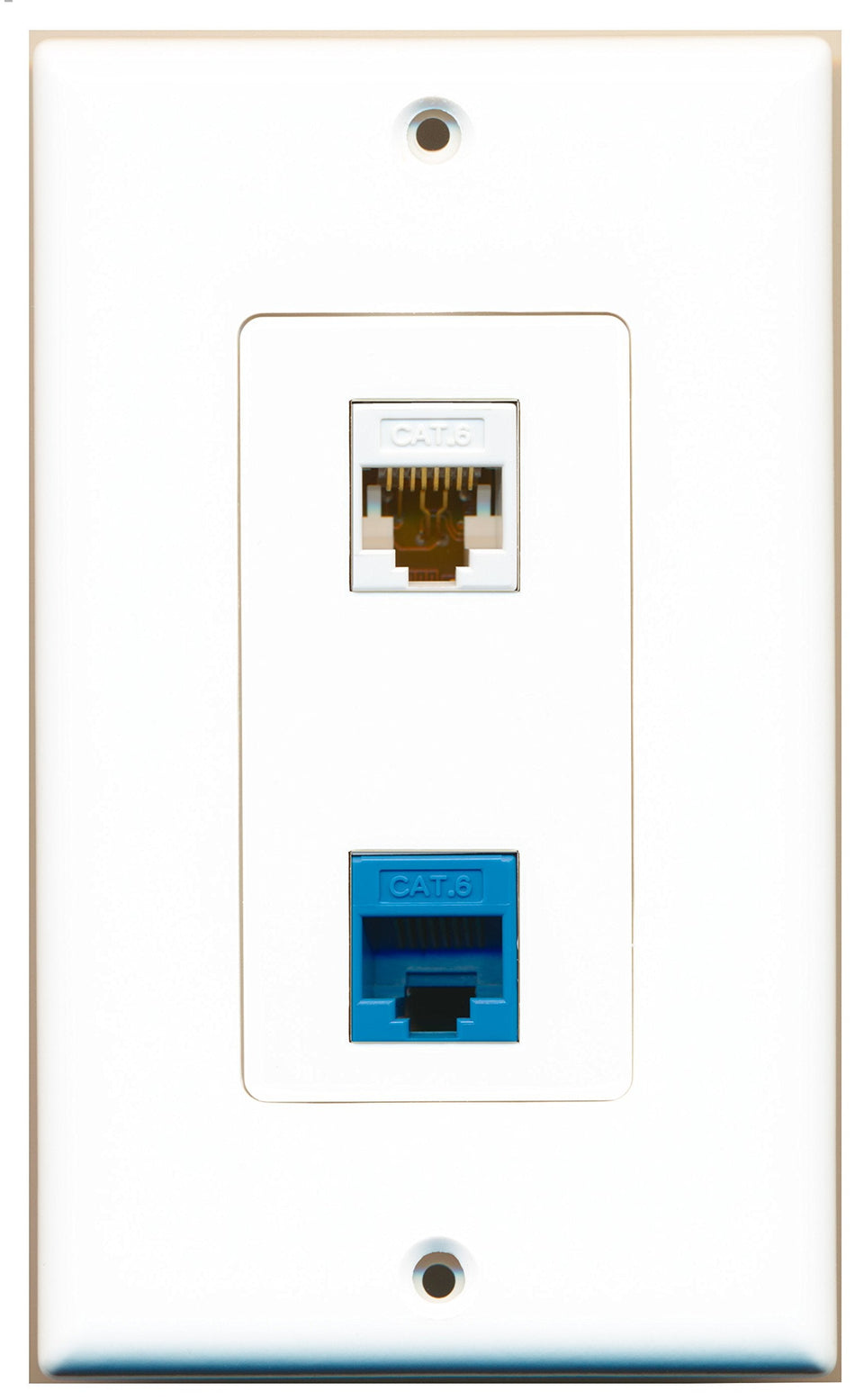 RiteAV 1 Port Cat6 Ethernet White 1 Port Cat6 Ethernet Blue Wall Plate OVERSIZED