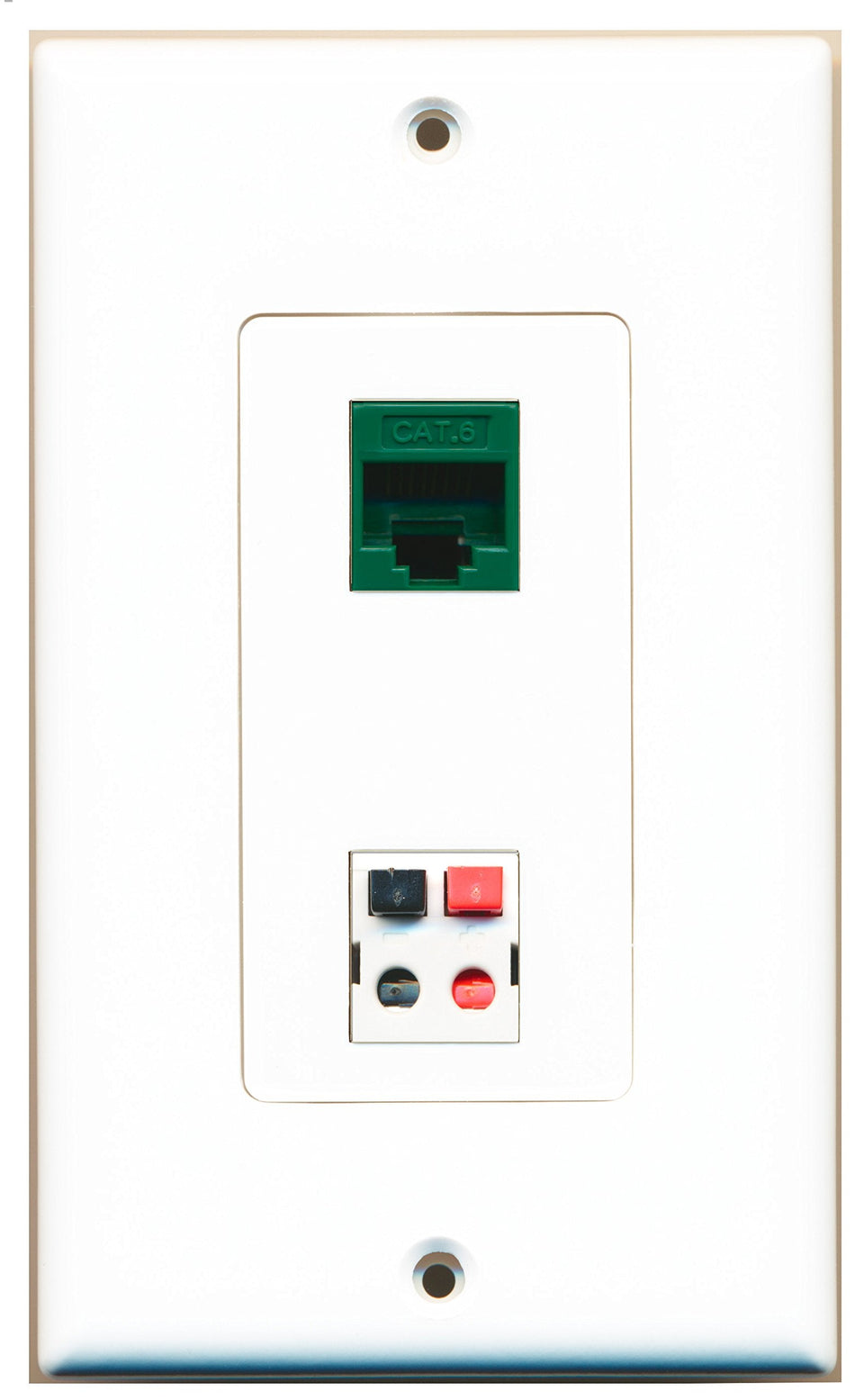 RiteAV 1 Port Cat6 Ethernet Green 1 Port Speaker Wall Plate OVERSIZED