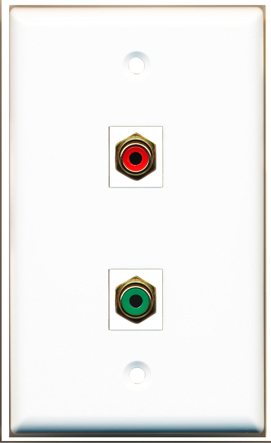 RiteAV - 1 Port RCA Red 1 Port RCA Green Wall Plate White - Bracket Included