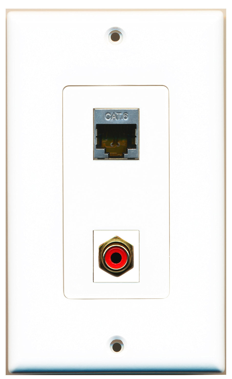 RiteAV 1 Port RCA Red 1 Port Shielded Cat6 Ethernet Wall Plate OVERSIZED White