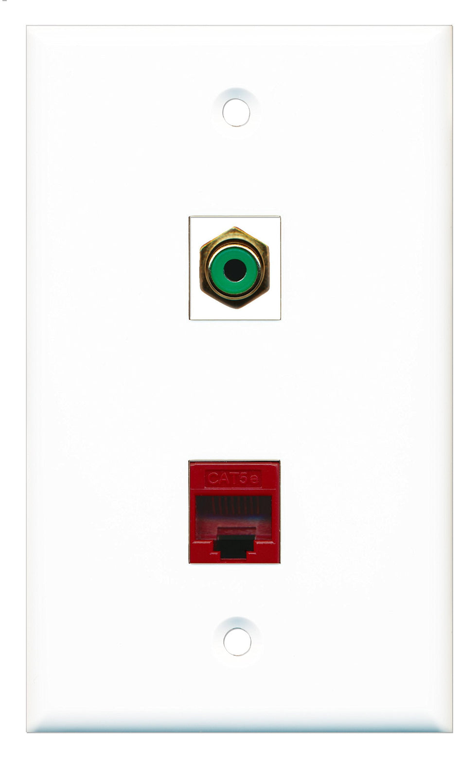 RiteAV - 1 Port RCA Green 1 Port Cat5e Ethernet Red Wall Plate - Bracket Included