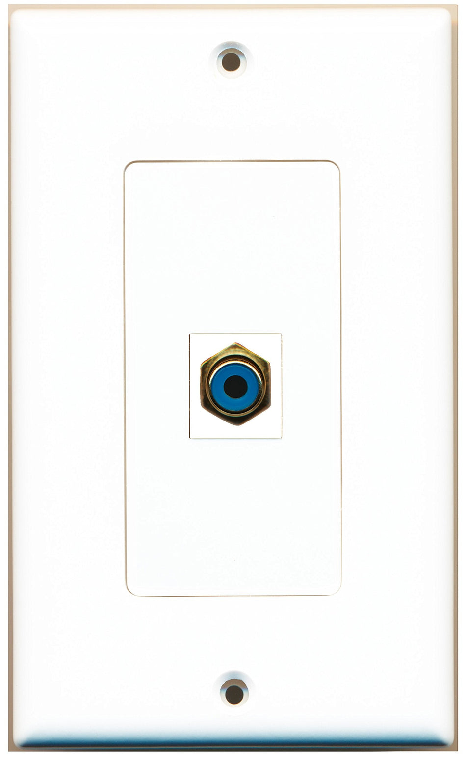 RiteAV 1 Port RCA Blue Wall Plate OVERSIZED White