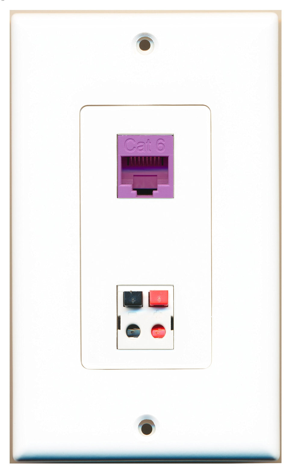 RiteAV 1 Port Cat6 Ethernet Purple 1 Port Speaker Wall Plate OVERSIZED