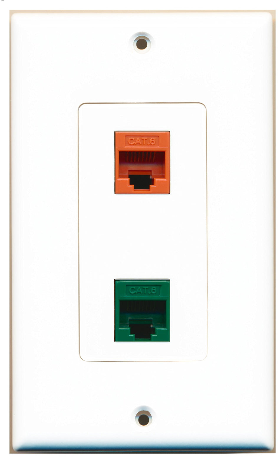 RiteAV 1 Port Cat6 Ethernet Orange 1 Port Cat6 Ethernet Green Wall Plate OVERSIZED