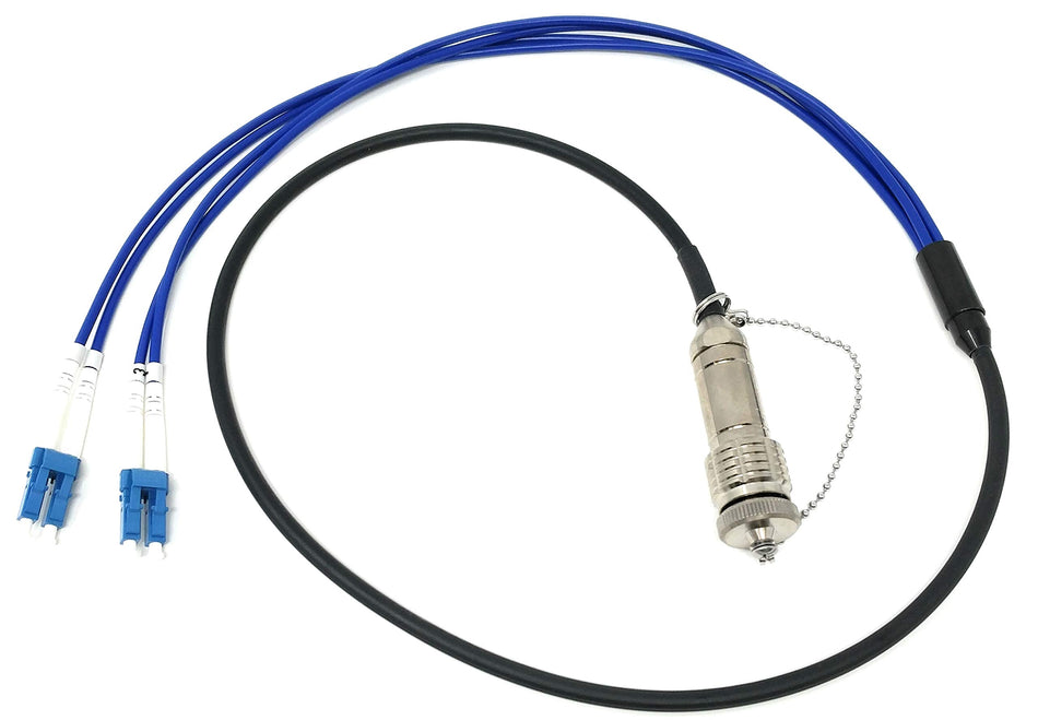 Ultra Spec Cables FTTA Outdoor Rated Screw-type Stainless Steel Plug to LC-UPC Singlemode 4 Core TPU Cable - 10 Meter