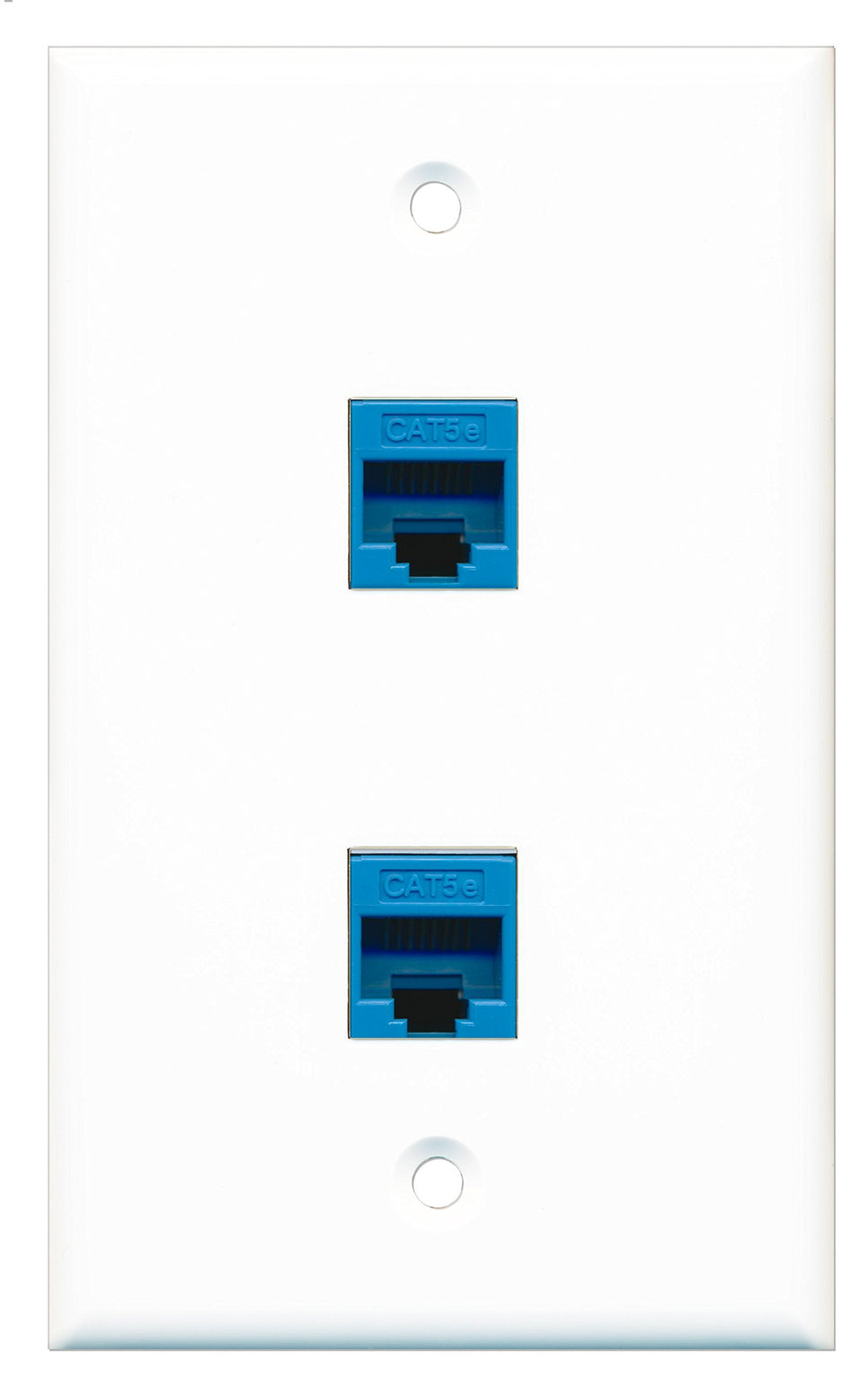 RiteAV - 2 Port Cat5e Ethernet Blue Wall Plate - Bracket Included