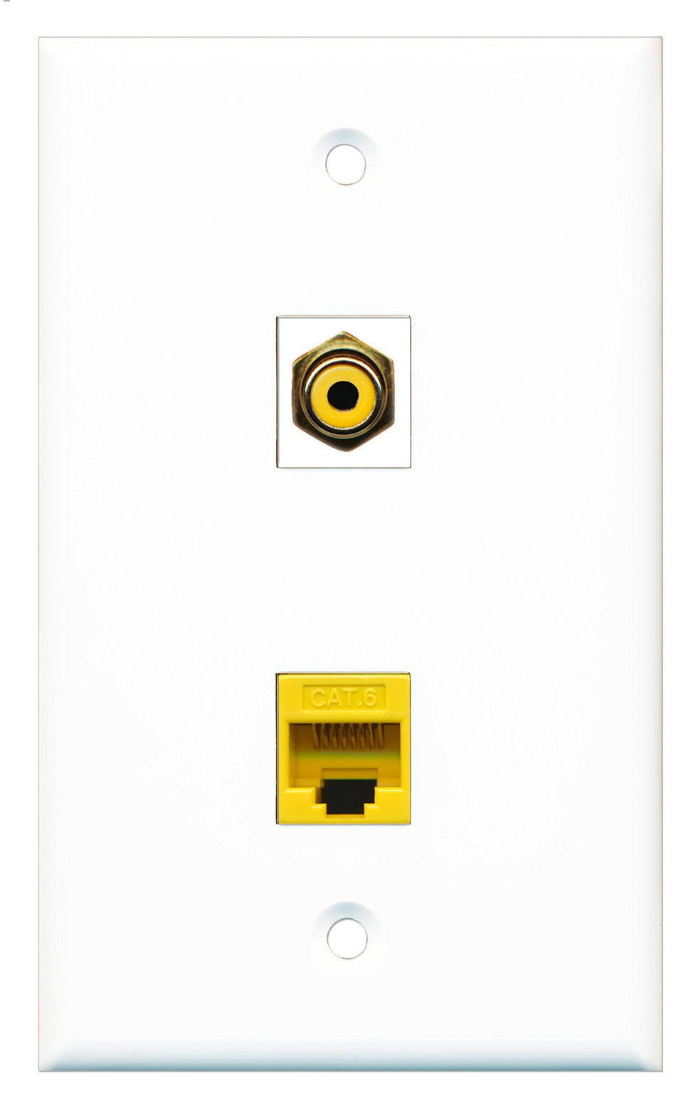 RiteAV - 1 Port RCA Yellow 1 Port Cat6 Ethernet Yellow Wall Plate - Bracket Included