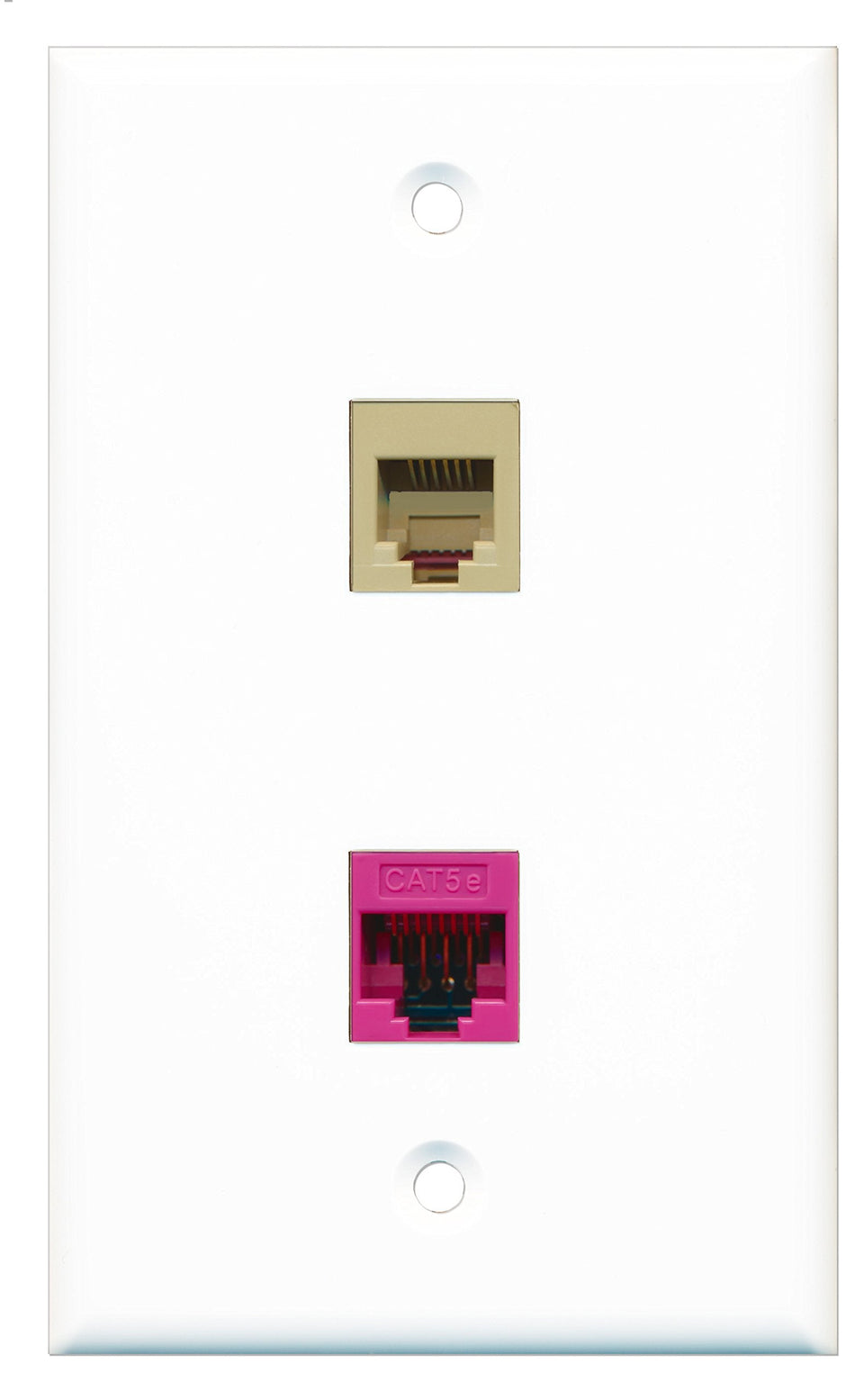 RiteAV - 1 Port Phone Beige 1 Port Cat5e Ethernet Pink Wall Plate - Bracket Included