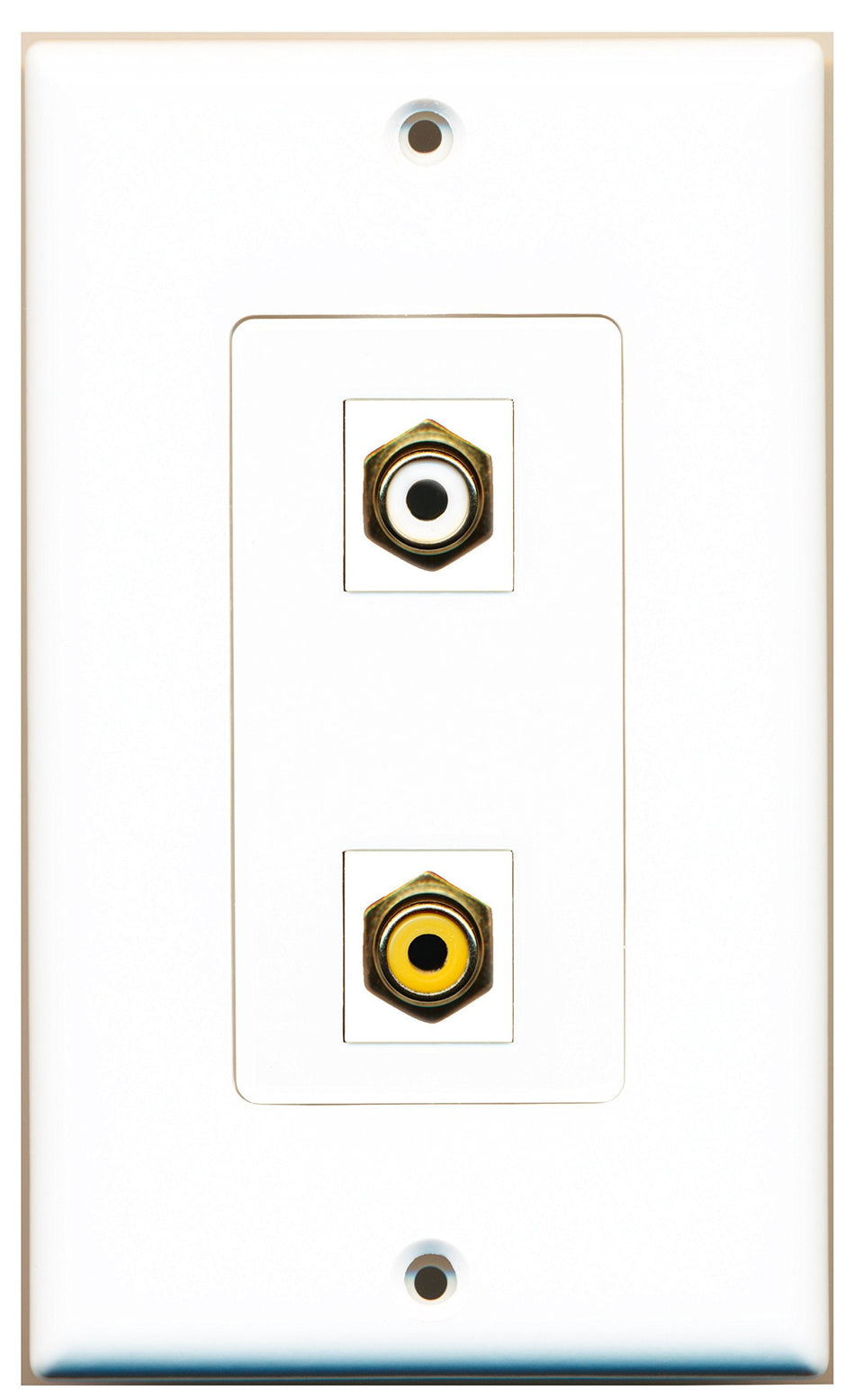 RiteAV 1 Port RCA White 1 Port RCA Yellow Wall Plate OVERSIZED White