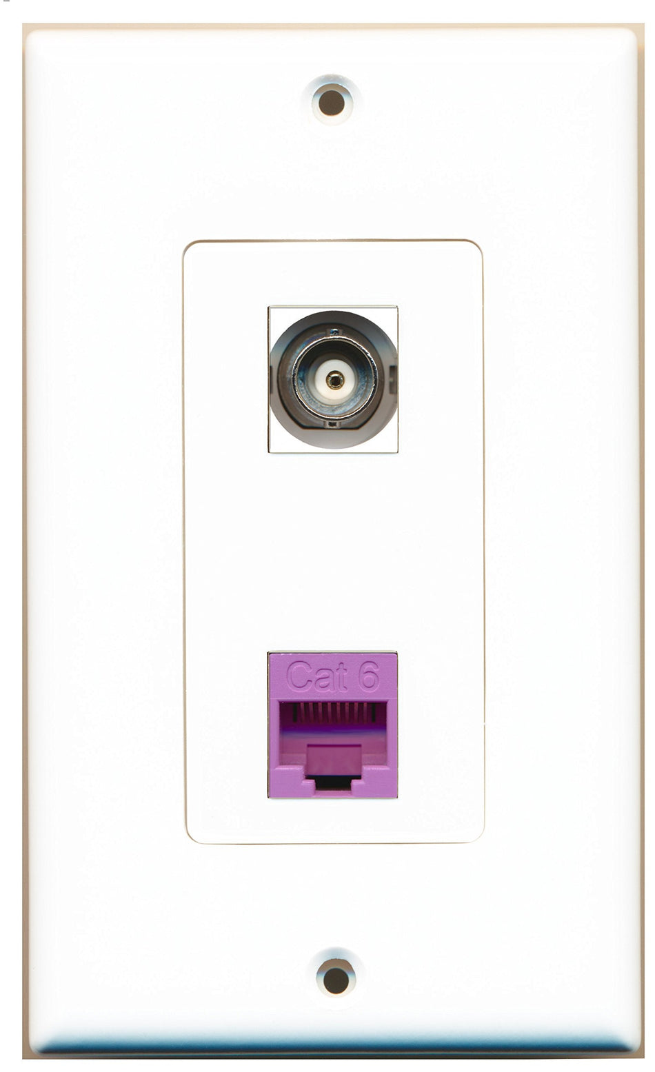 RiteAV 1 Port BNC 1 Port Cat6 Ethernet Purple Wall Plate OVERSIZED