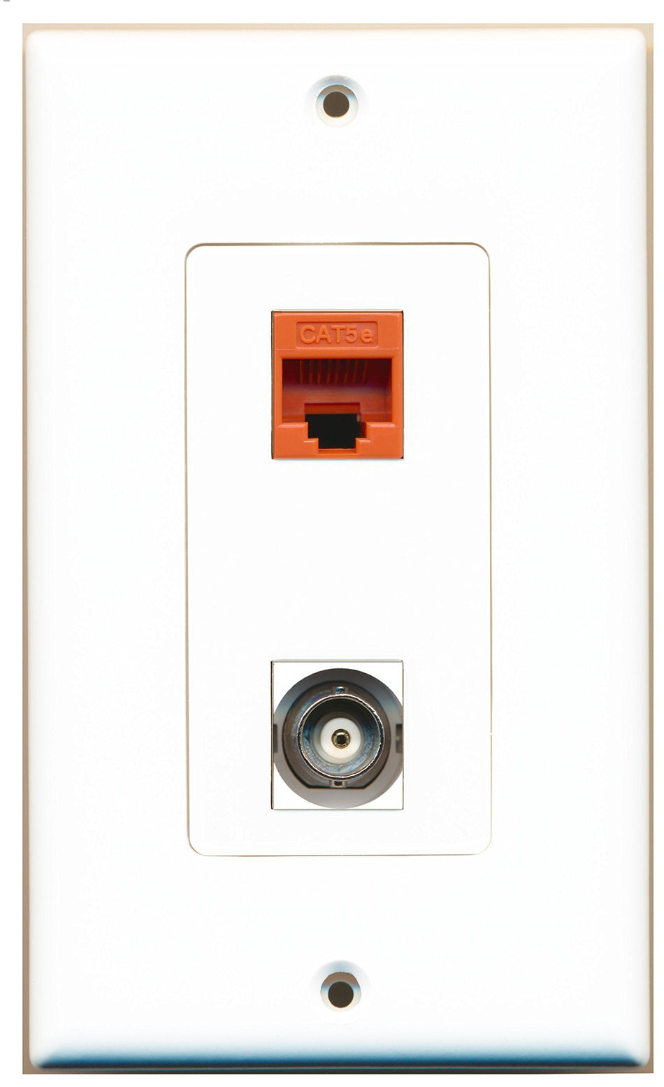 RiteAV 1 Port BNC 1 Port Cat5e Orange Type Wall Plate OVERSIZED