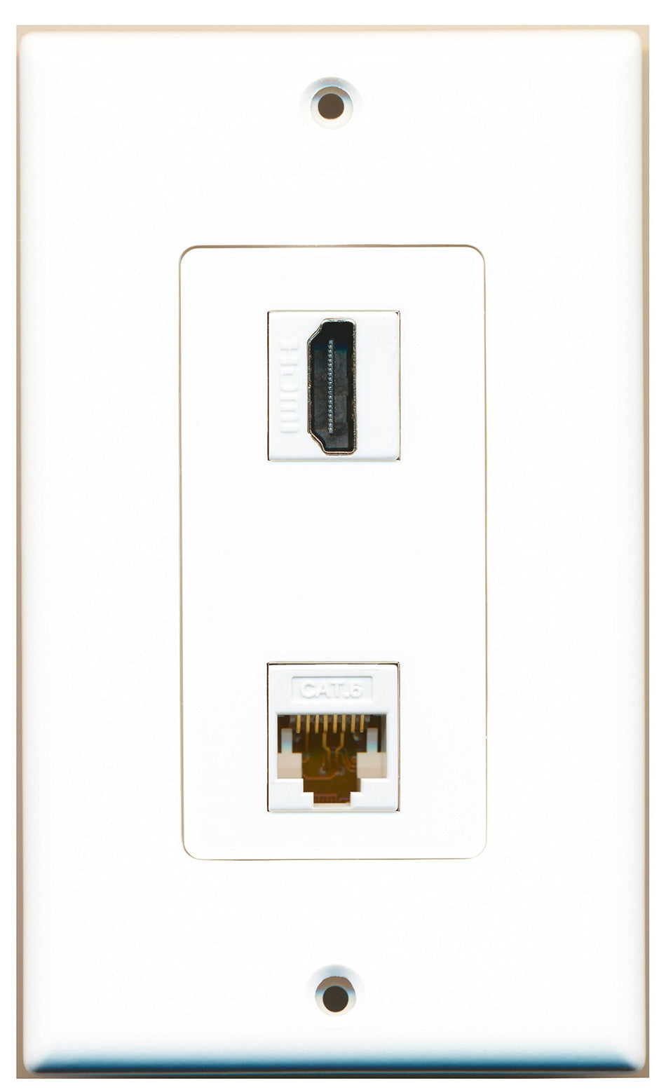 RiteAV 1 Port HDMI 1 Port Cat6 White Wall Plate OVERSIZED White