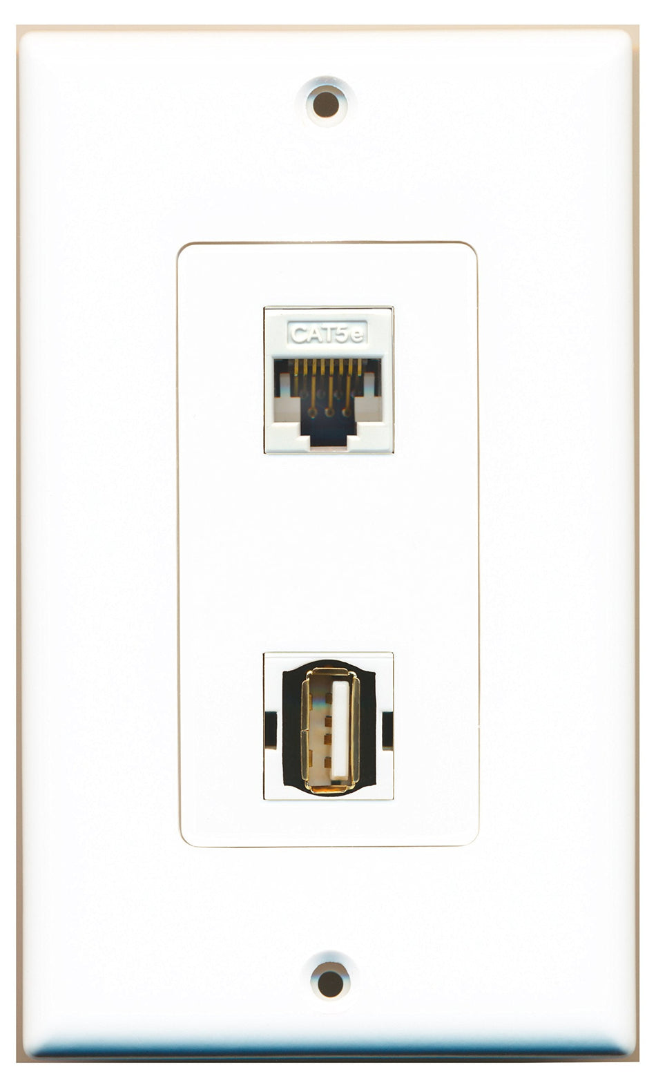 RiteAV 1 Port USB A-A 1 Port Cat5e White Type Wall Plate OVERSIZED