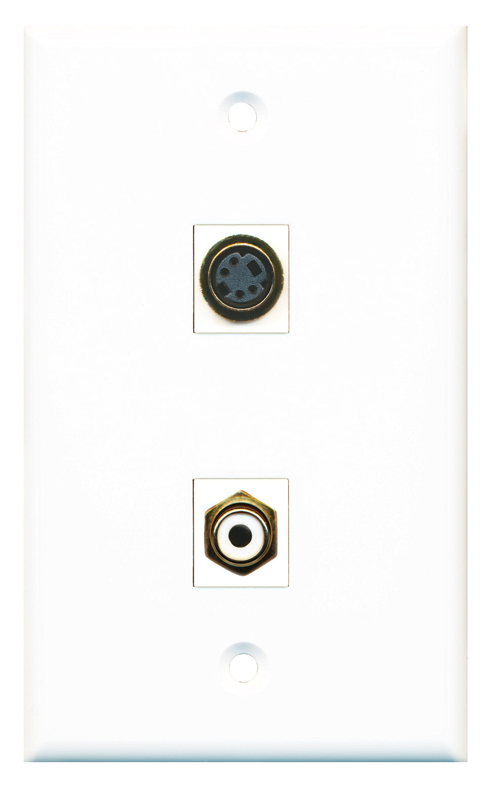 RiteAV - 1 Port RCA White 1 Port S-Video Wall Plate White - Bracket Included