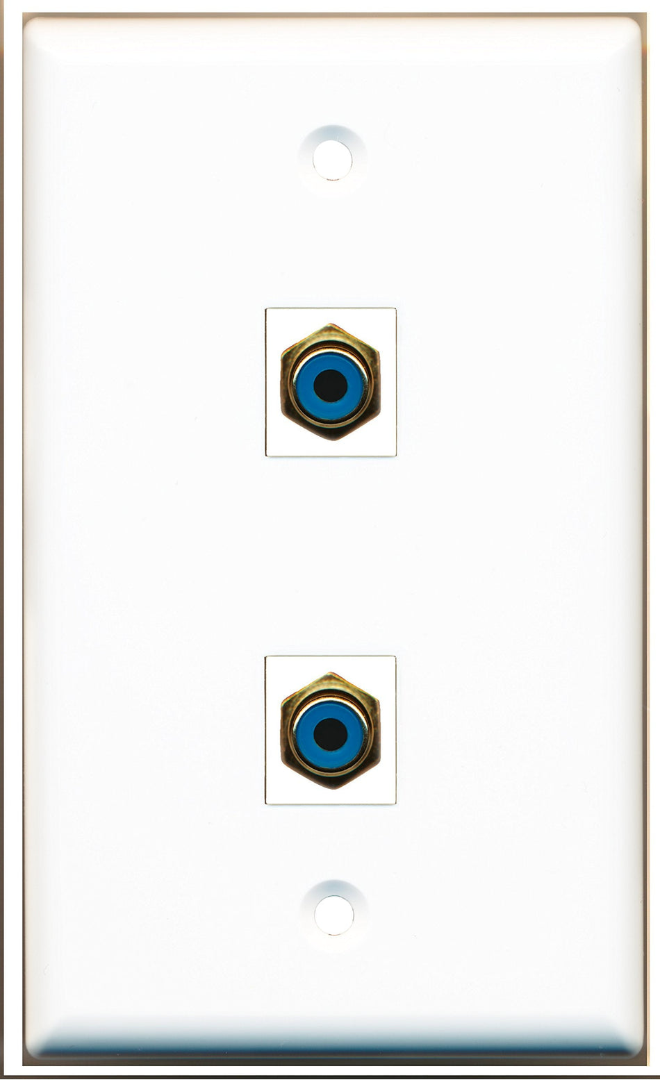 RiteAV - 2 Port RCA Blue Wall Plate White - Bracket Included