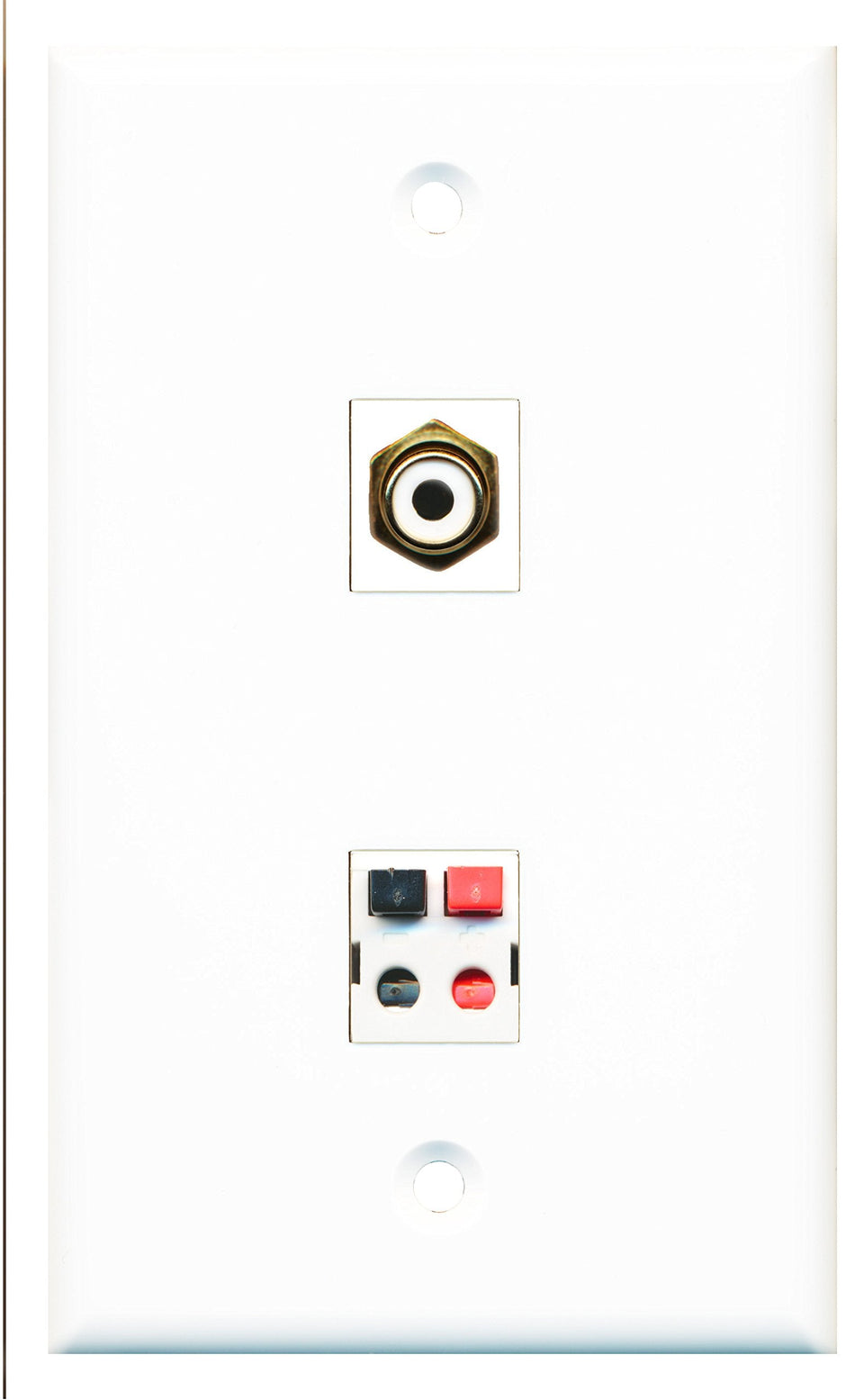 RiteAV - 1 Port RCA White 1 Port Speaker Wall Plate - Bracket Included