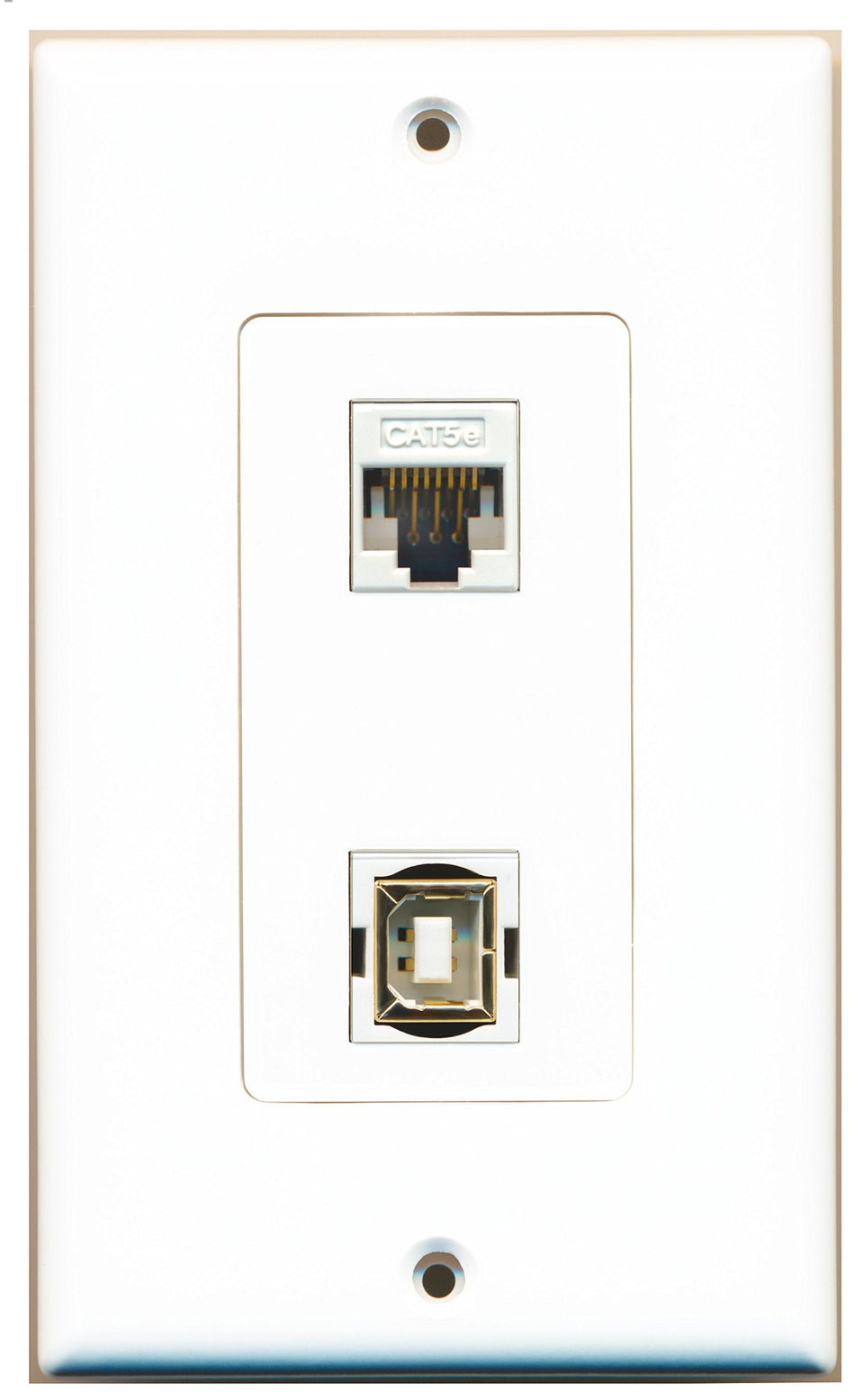 RiteAV 1 Port Cat5e Ethernet White 1 Port USB B-B Wall Plate OVERSIZED