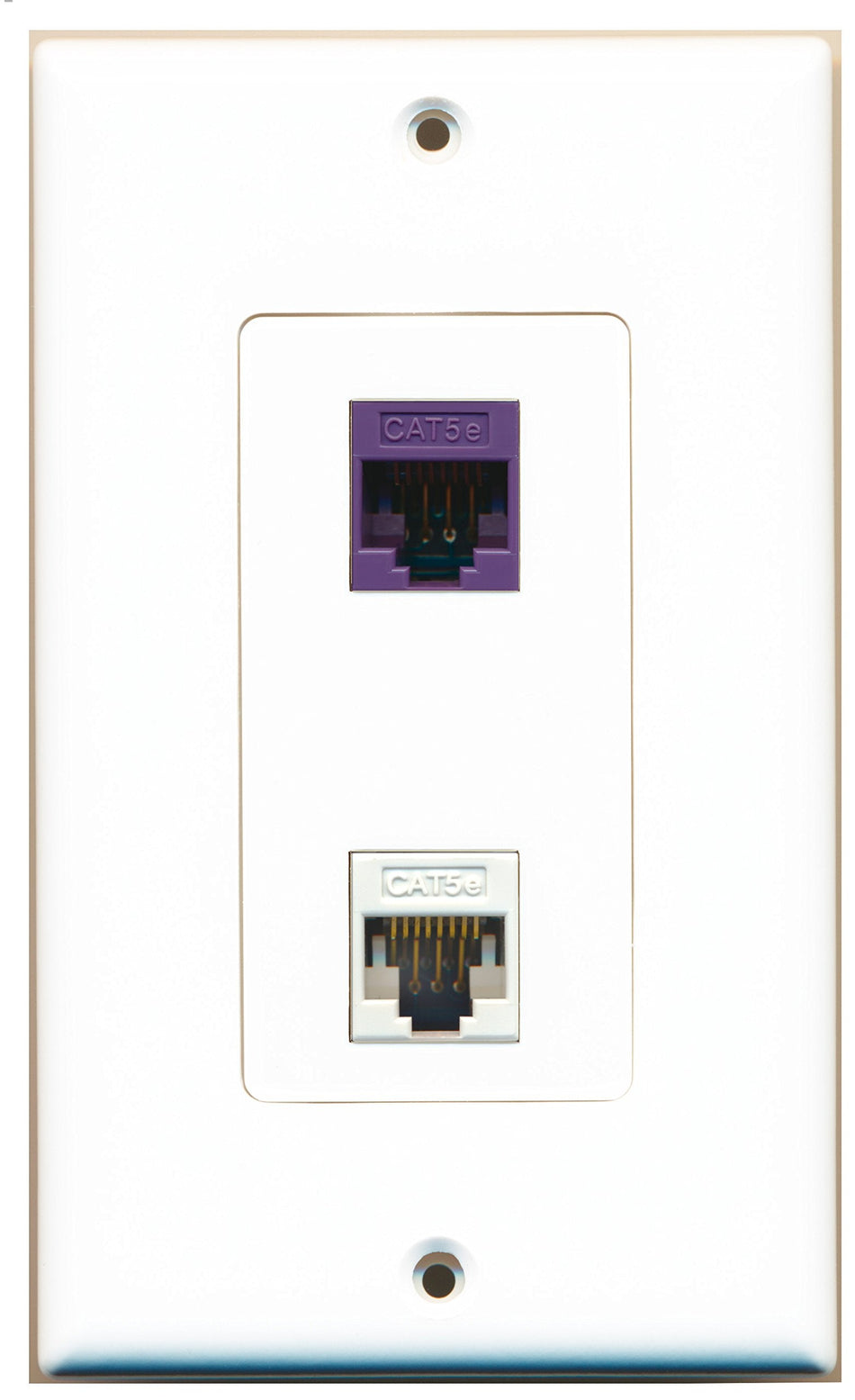 RiteAV 1 Port Cat5e Ethernet White 1 Port Cat5e Ethernet Purple Wall Plate OVERSIZED White