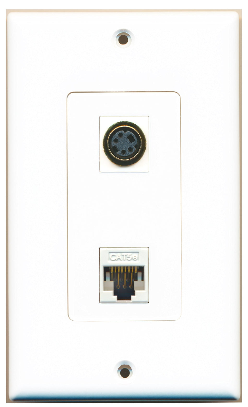 RiteAV 1 Port S-Video 1 Port Cat5e Ethernet White Wall Plate OVERSIZED White