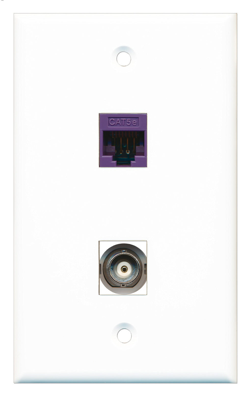 RiteAV - 1 Port BNC 1 Port Cat5e Purple Wall Plate - Bracket Included