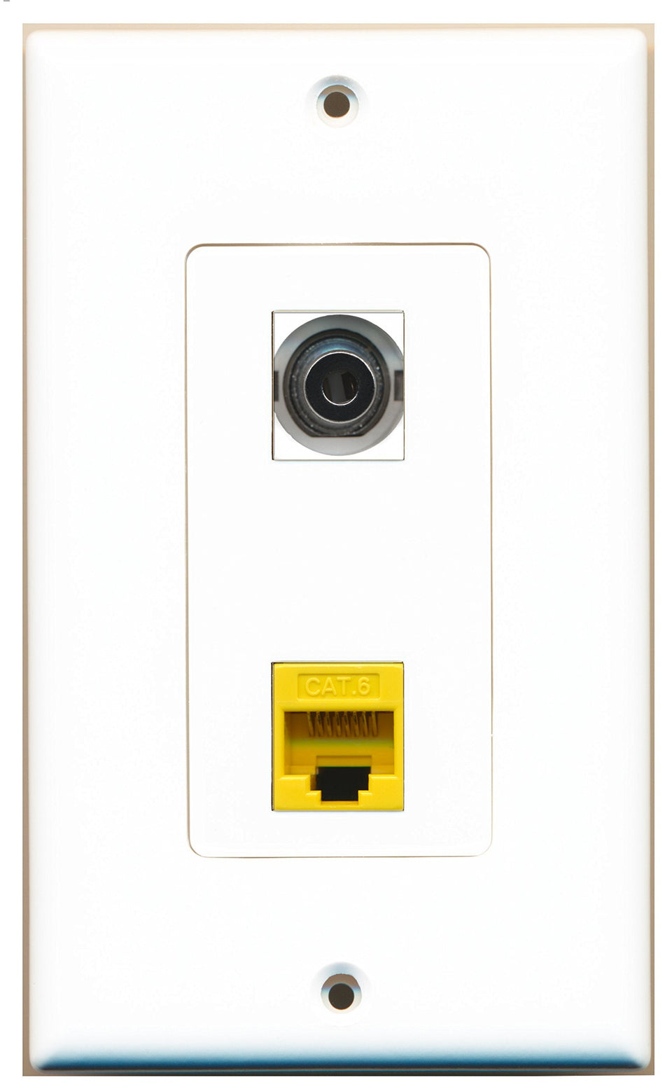 RiteAV 1 Port 3.5mm 1 Port Cat6 Ethernet Yellow Wall Plate OVERSIZED