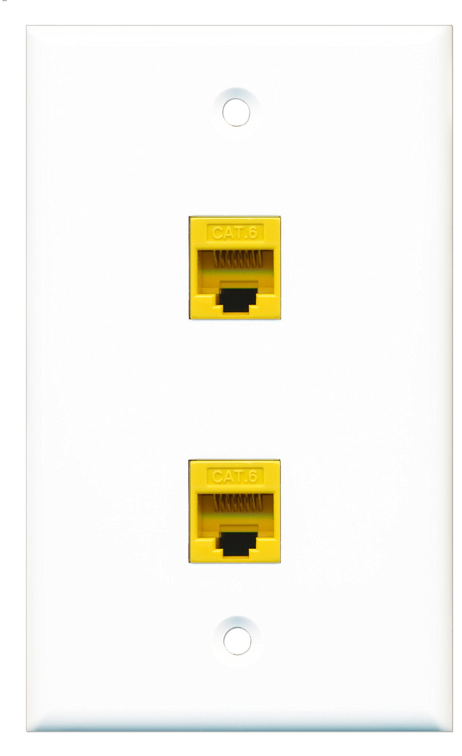 RiteAV - 2 Port Cat6 Ethernet Yellow Wall Plate - Bracket Included