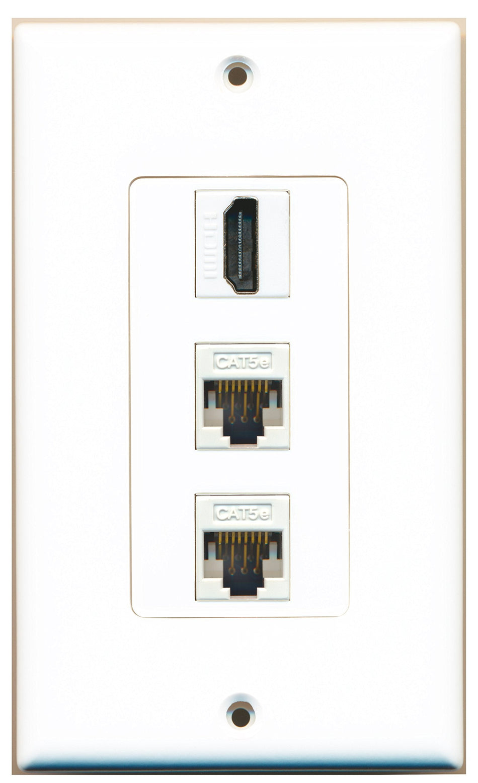 RiteAV 1 HDMI and 2 Cat5e Ethernet Port Female Wall Plate OVERSIZED White
