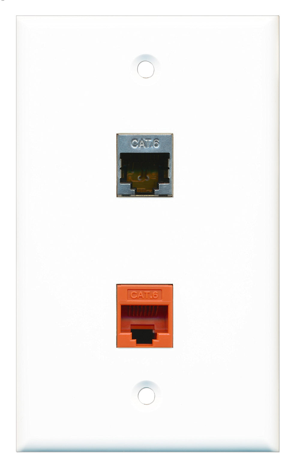 RiteAV - 1 Port Shielded Cat6 Ethernet 1 Port Cat6 Ethernet Orange Wall Plate - Bracket Included