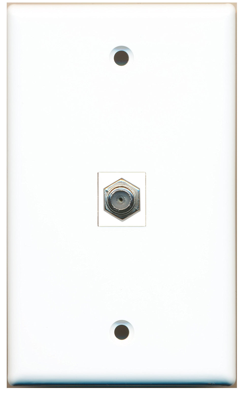 RiteAV - 1 Port Coax Port Cable TV F Type Wall Plate White - Bracket Included