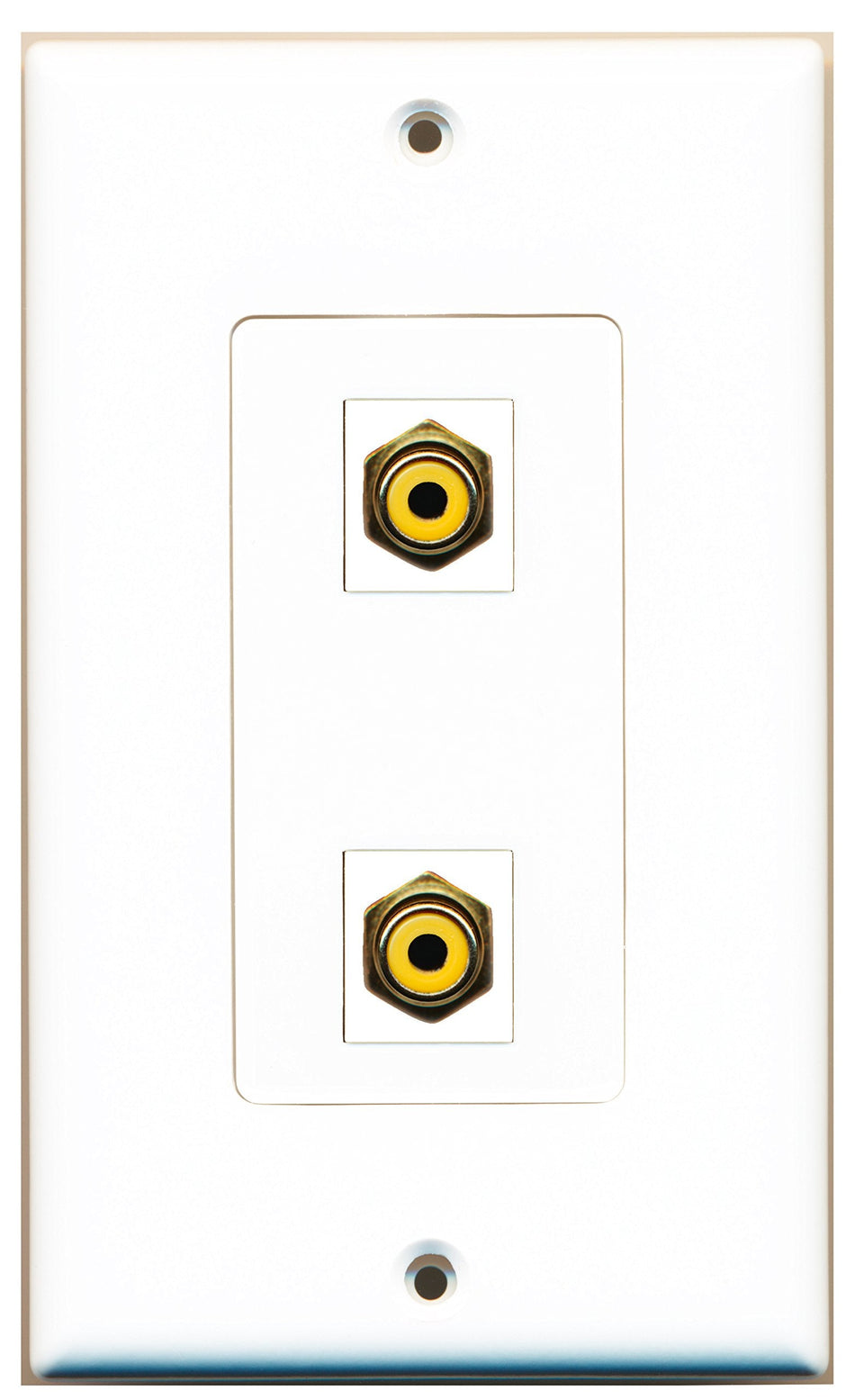 RiteAV 2 Port RCA Yellow Wall Plate OVERSIZED White