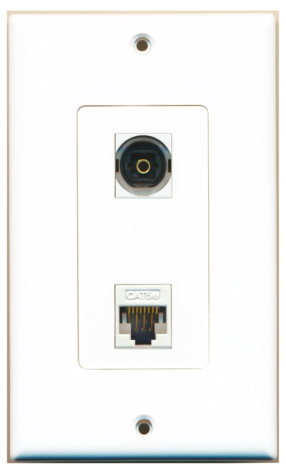 RiteAV 1 Port Toslink Digital Audio 1 Port Cat5e Ethernet White Wall Plate OVERSIZED White