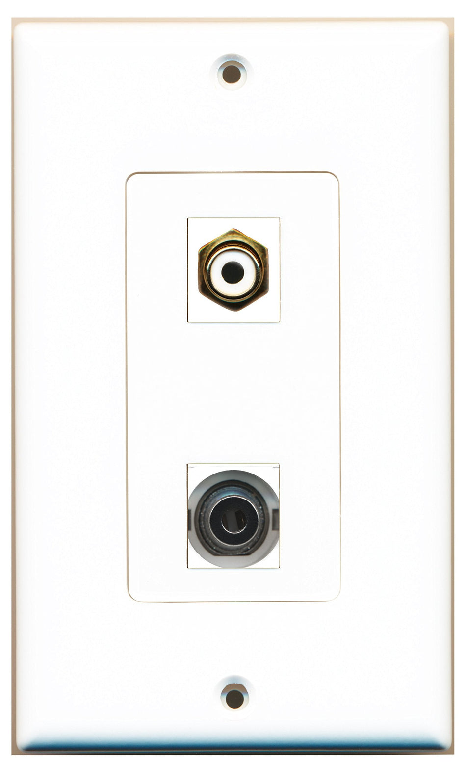 RiteAV 1 Port RCA White 1 Port 3.5mm Type Wall Plate OVERSIZED