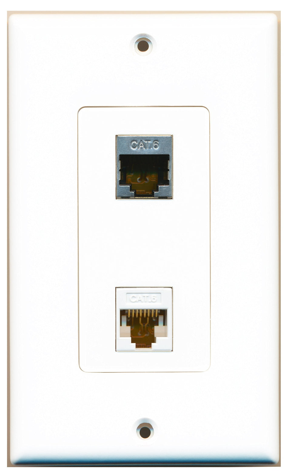 RiteAV 1 Port Shielded Cat6 1 Port Cat6 White Wall Plate OVERSIZED White