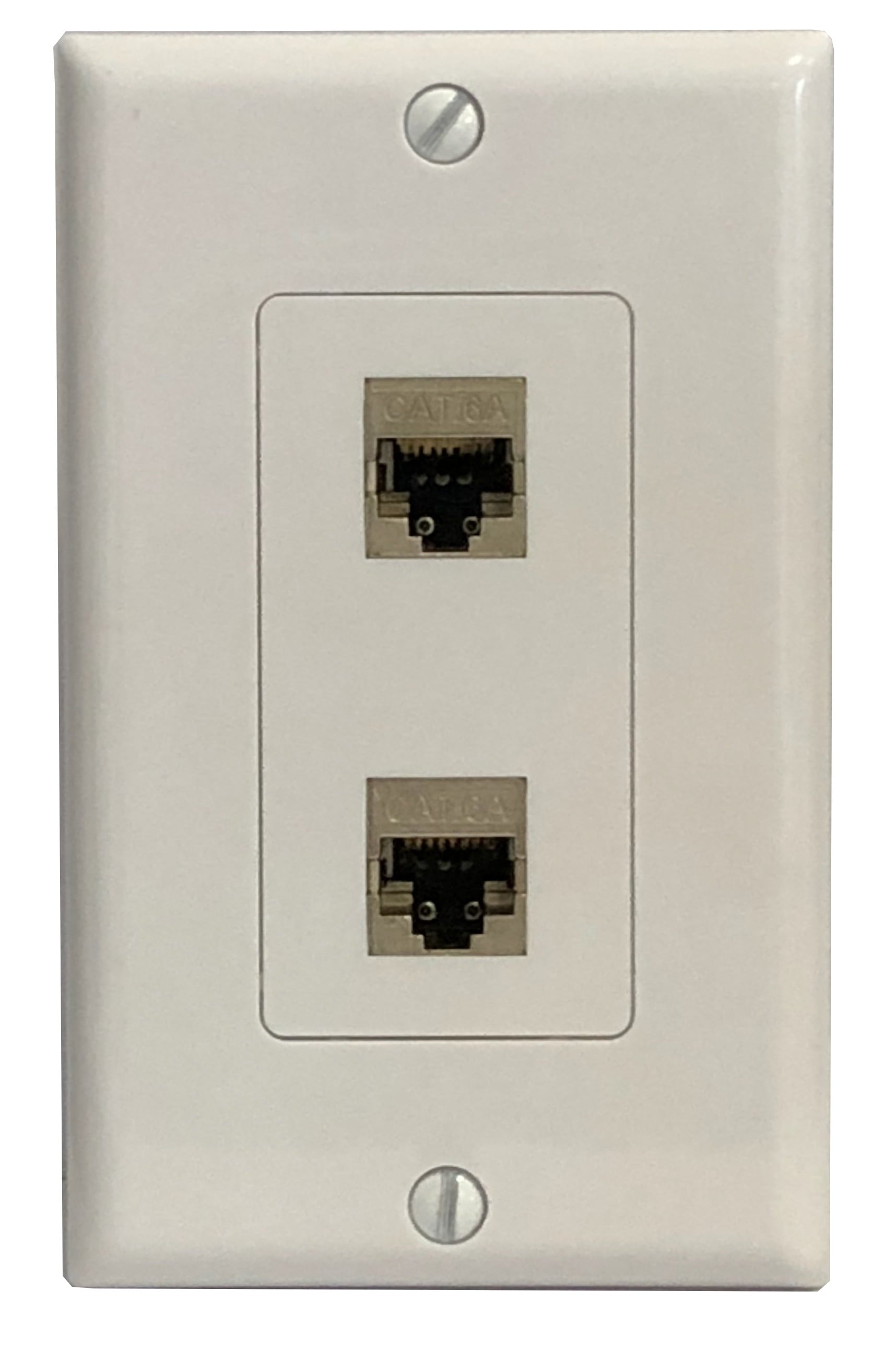 Plastra A Muro 1 Gang Riteav Con 2 Porte Keystone Cat6 Schermate - Bianca, Con Connettori Punchdown Per Rete