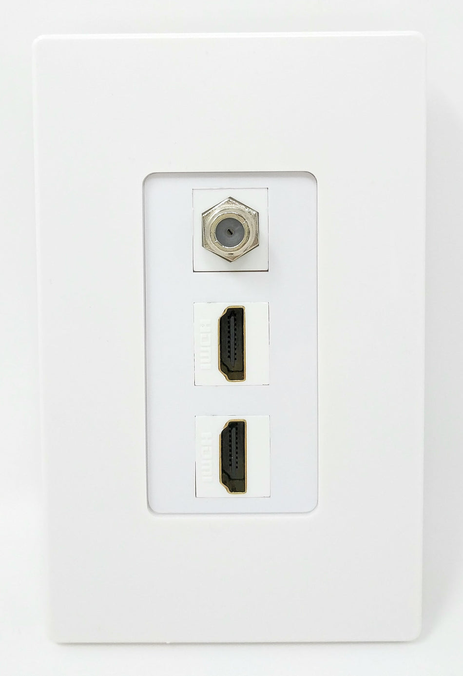 RiteAV - 2 Port HDMI 1 Coax Cable TV- F-Type Decorative Screwless Wall Plate