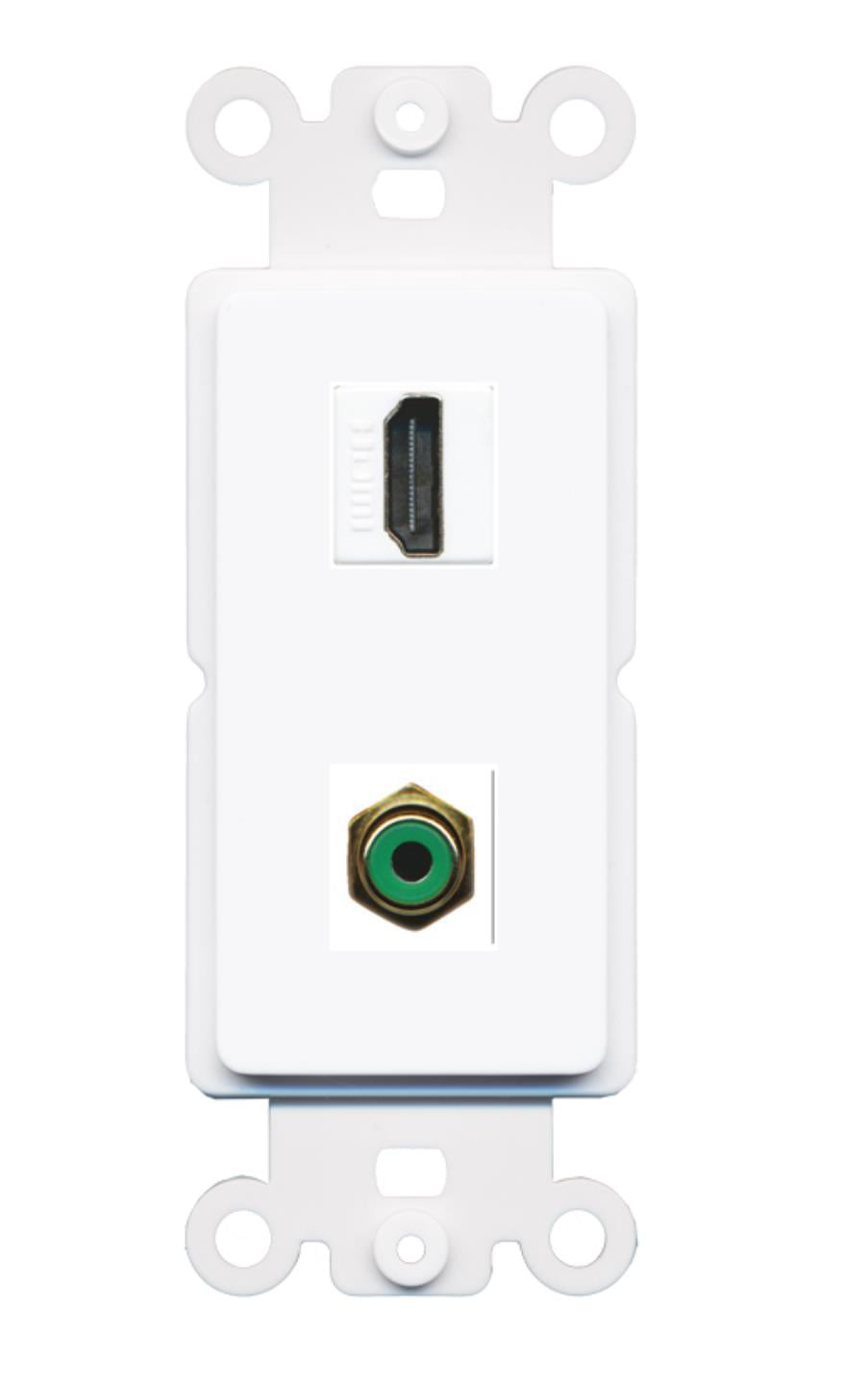 RiteAV - HDMI RCA (Green) Port Wall Plate Decorative (Rocker) White