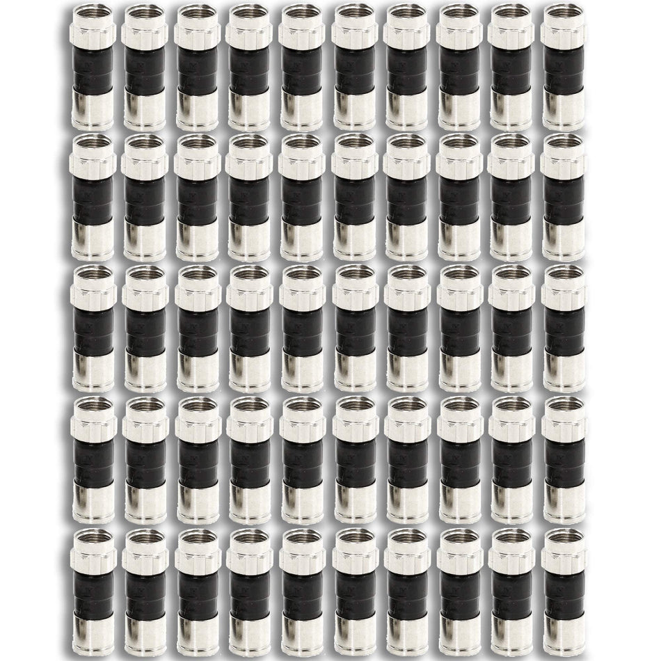 50-Pack RG6 Quad Compression Connectors PPC EX6XL Approved for Most Satellite or Cable Coax