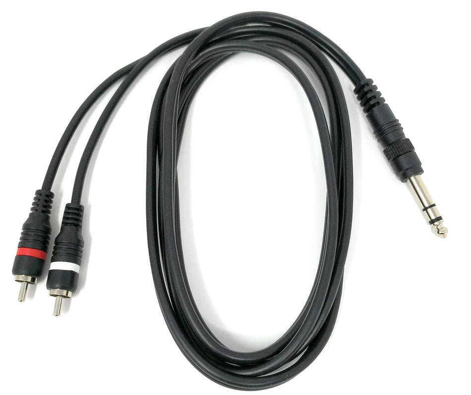RiteAV 6FT 1/4" 6.3mm TRS Stereo Male to Dual RCA Stereo Male Cable