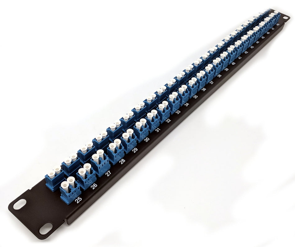 Ultra Spec Cables 1U 48port High Density Patch Panel Loaded with LC Duplex Singlemode Blue Colored Adapters