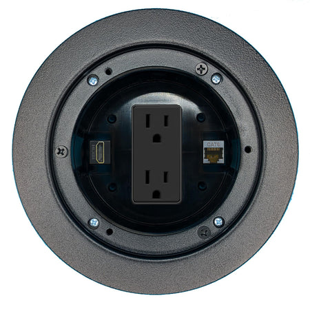 RiteAV CAT6-SHIELDED HDMI Floor Box Wall Plate with Power Outlet [Black]